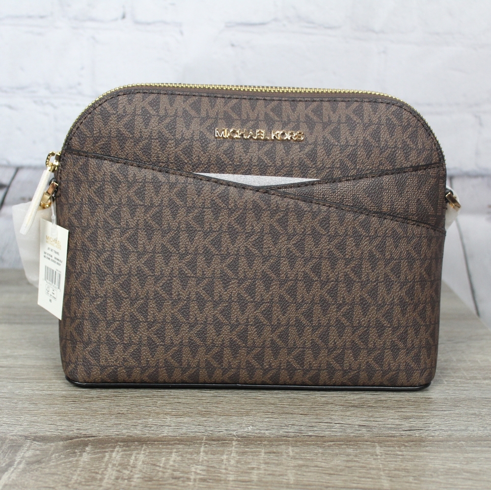 NWT Authentic Michael Kors Jet Set Travel Medium Logo Dome Crossbody Bag